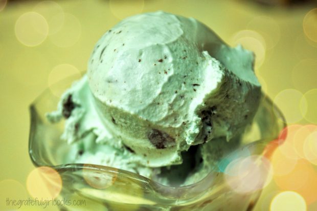 Homemade mint chocolate chip ice cream is a treat year round!