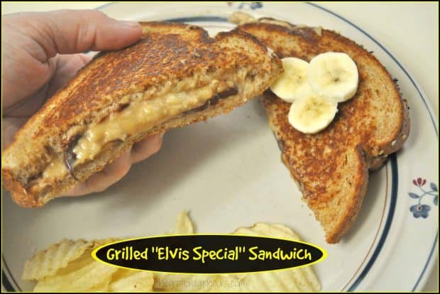 A Grilled "Elvis Special" Sandwich is a hunk, a hunk of burnin' love! Peanut butter, banana, and chocolate cooked on buttered bread would even make Elvis proud!