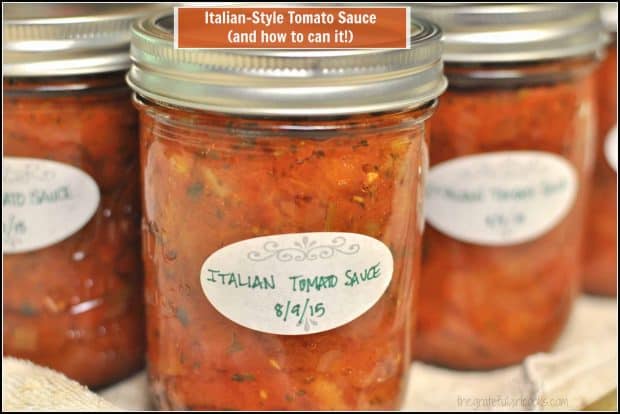 Homemade Italian-style tomato sauce is used in lots of food (pizza, spaghetti, etc.). Learn how to make this classic sauce, and can it for long term storage!