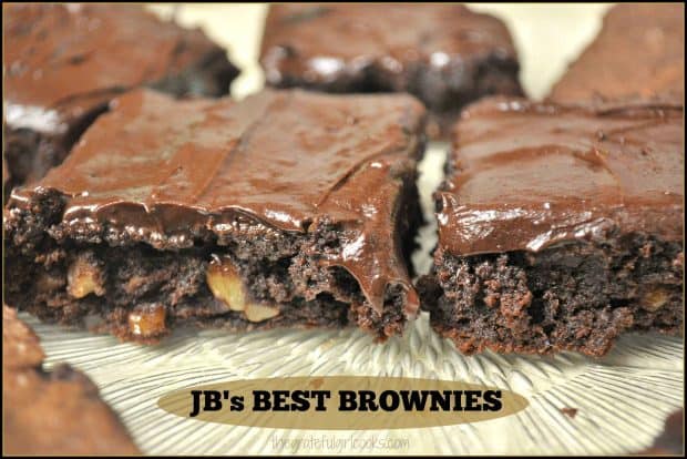 JB's Best Brownies are amazing! These classic bar cookies are easy to make, chewy, moist, and fudgey, and taste fantastic - with or without frosting!