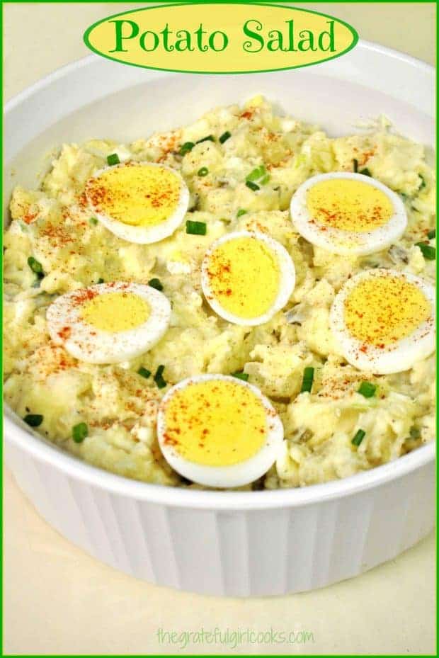 You're gonna love this simple, old-fashioned potato salad! It's easy to make, and will be a big hit at your next family BBQ or picnic! 