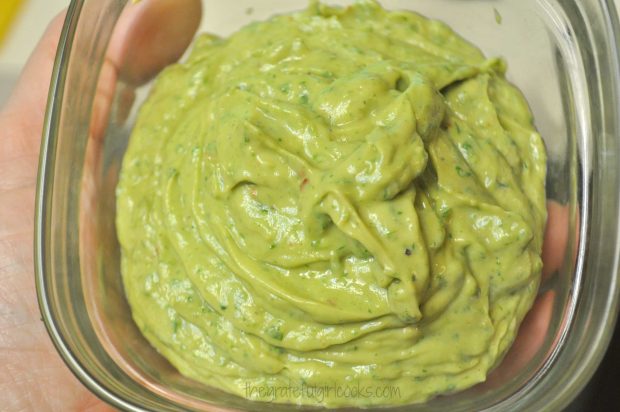 Avocado cilantro salad dressing is ready to use.