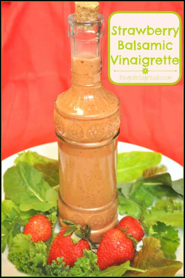 Make mixed green salads "pop" with delicious, Strawberry Balsamic Vinaigrette! This salad dressing's easy to make from scratch, with only a few ingredients!