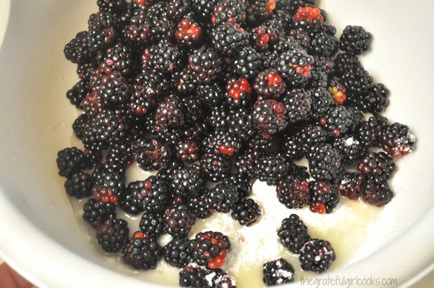 Blackberries, sugar and lemon juice in large bowl