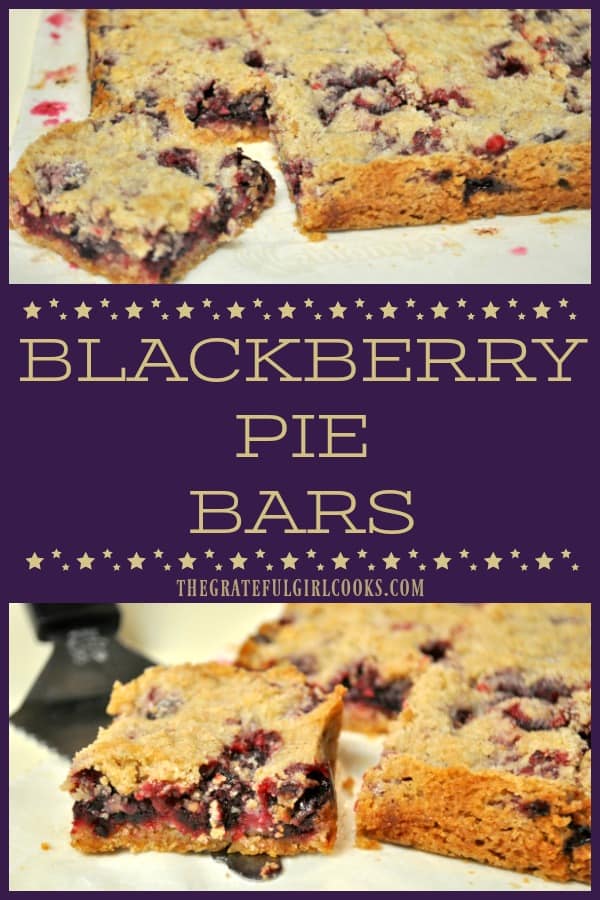 You'll LOVE these delicious dessert Blackberry Pie Bars, made with fresh juicy blackberries baked on a shortbread crust, with a buttery streusel crumb topping.