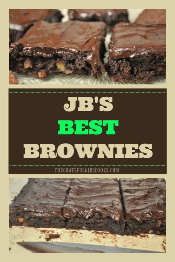 JB's Best Brownies are amazing! These classic bar cookies are easy to make, chewy, moist, and fudgey, and taste fantastic - with or without frosting!