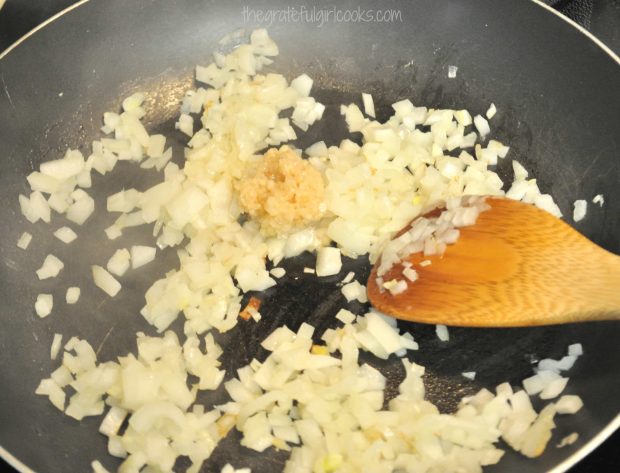 Cooking onions and garlic for vegetable tian