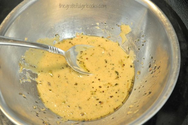 The seasoning sauce is fairly thick before it is brushed onto chicken.