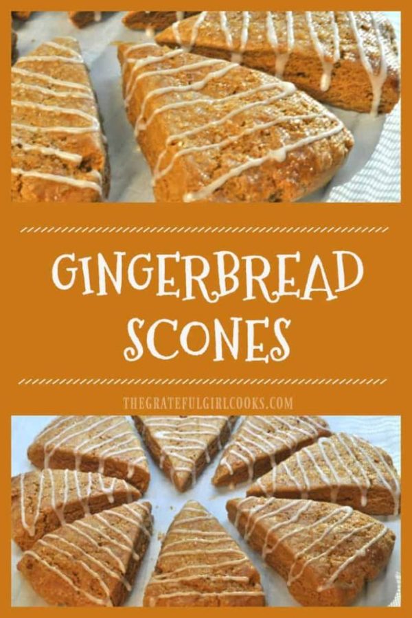 Gingerbread Scones flavored with cinnamon and molasses and drizzled with vanilla glaze are a delicious family treat during the holidays or any time!