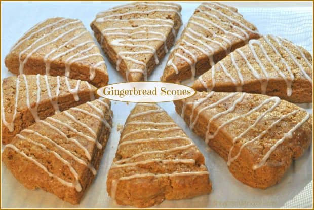 Gingerbread Scones flavored with cinnamon and molasses and drizzled with vanilla glaze are a delicious family treat during the holidays or any time!