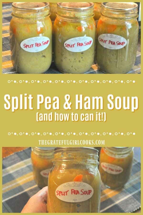 Make this filling, delicious Split Pea and Ham Soup on a cold day to warm you up! Recipe also includes tutorial for canning this soup for long term storage!