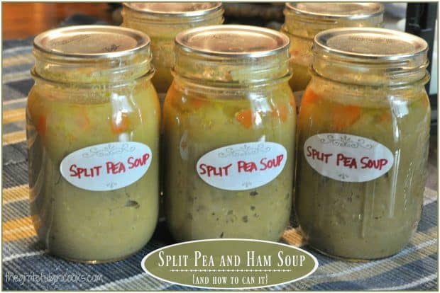 Make this filling, delicious Split Pea and Ham Soup on a cold day to warm you up! Recipe also includes tutorial for canning this soup for long term storage!