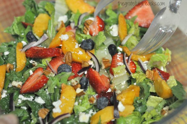 The fruit medley green salad sure is colorful and delicious!