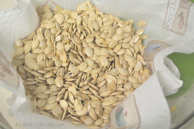 Seeds must be rinsed and drained in order to roast pumpkin seeds.