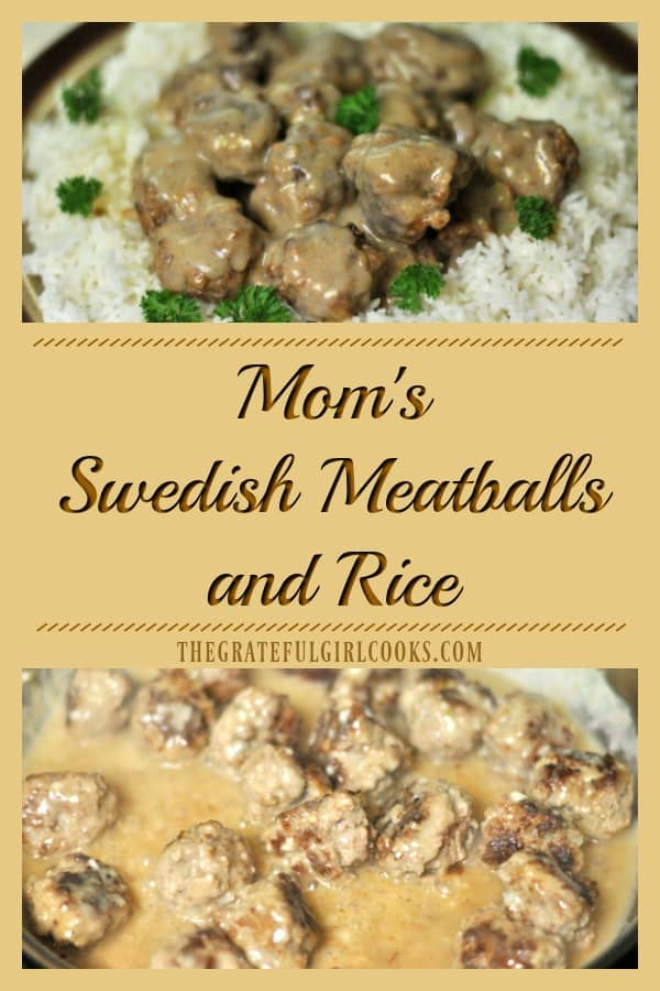 Mom's Swedish Meatballs and Rice is a family and budget friendly dinner that feeds 6 with one pound of hamburger meat... and it's delicious!