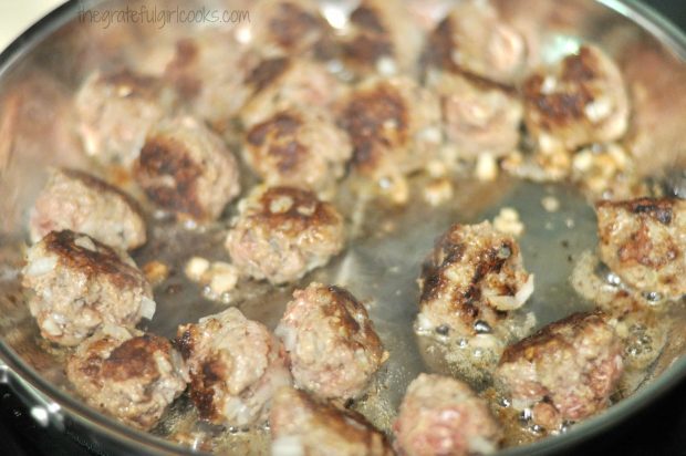 The Swedish meatballs are browned on all sides.