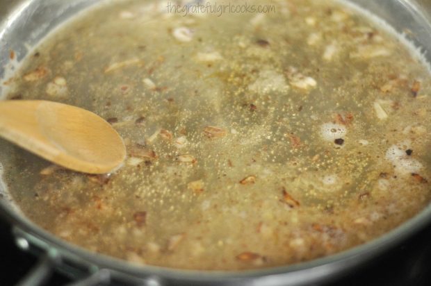 The browned bits in skillet from cooking Swedish meatballs go into the gravy.