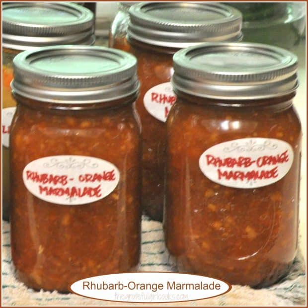 You will enjoy this thick, delicious, rhubarb-orange marmalade (made without pectin) using fresh oranges and rhubarb. Delicious spread for toast, biscuits, etc.