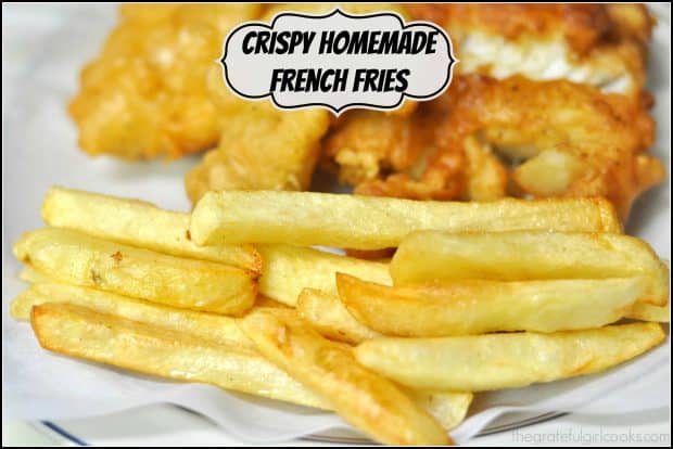 Crispy Homemade French Fries (restaurant quality) are EASY to make at home, using this classic 2 step process that ensures a crisp exterior, but soft inside!