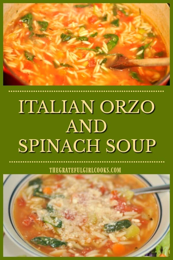 Italian Orzo Spinach Soup / The Grateful Girl Cooks!