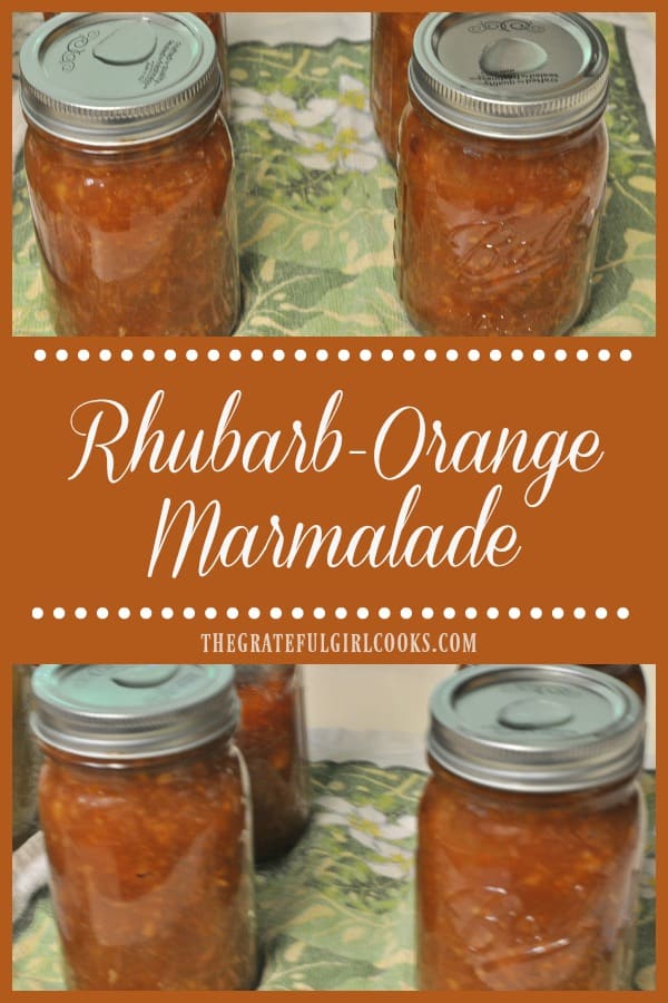 You will enjoy this thick, delicious, rhubarb-orange marmalade (made without pectin) using fresh oranges and rhubarb. Delicious spread for toast, biscuits, etc.