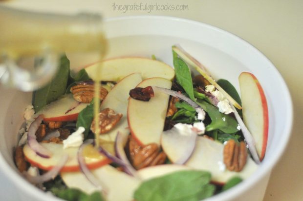 Spinach, Apple and Goat Cheese Salad with Apple Cider Vinaigrette / The Grateful Girl Cooks!