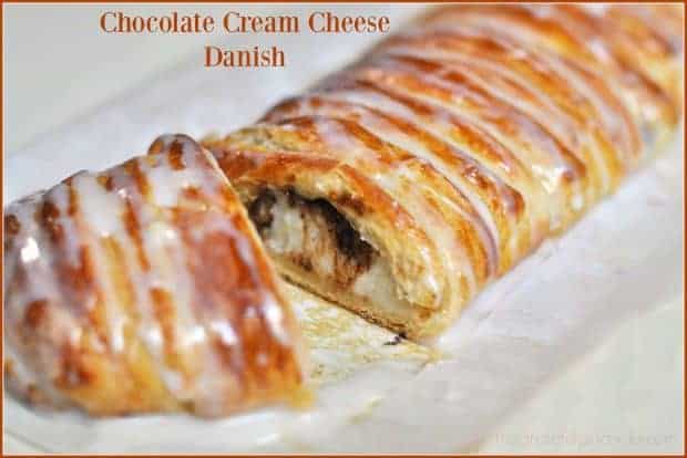 You're gonna LOVE this decadent chocolate cream cheese danish! This chocolate filled pastry is EASY to make, using store bought crescent roll dough!