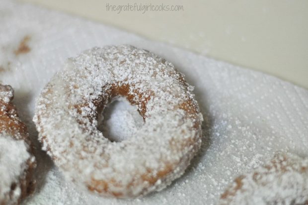 Old-Fashioned Cake Doughnuts can be dusted with sifted powdered sugar before serving.