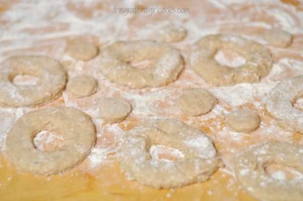 Old-Fashioned Cake Doughnuts and holes ready to fry.