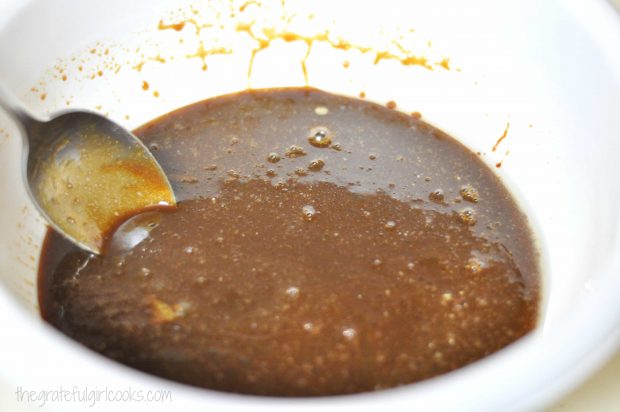 Batter is mixed together for gingerbread muffins.