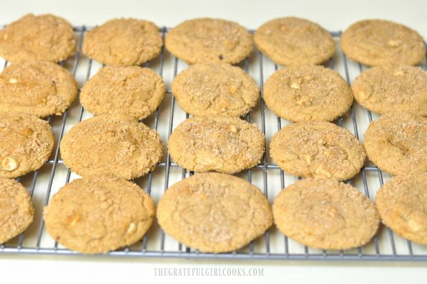 Baked butterscotch cookies, cooling on wire rack