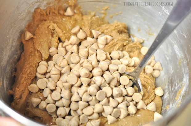 Butterscotch chips added to cookie dough 