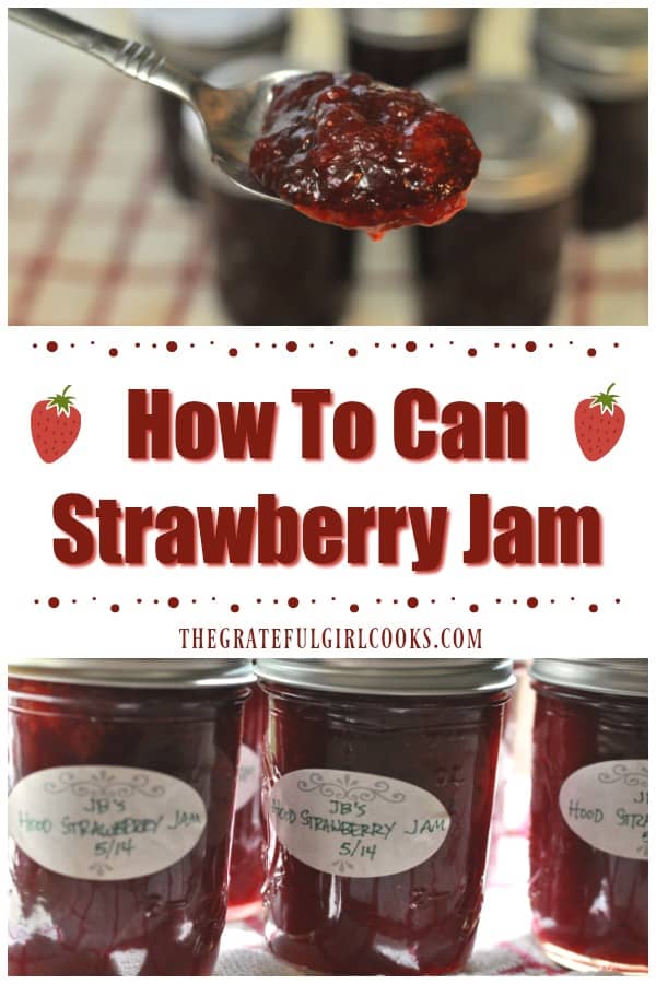 Make your own delicious strawberry jam at home and can it for long term storage, using a water bath canner and safe canning guidelines.