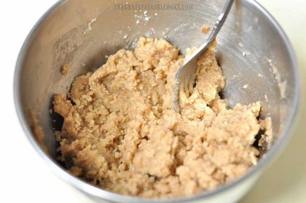 Crumbly streusel topping for muffins in mixing bowl