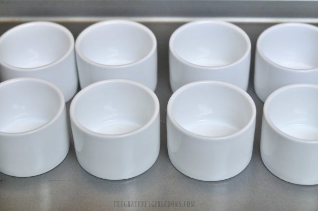 Small serving dishes are used for Irish Chocolate Pots de Crème.