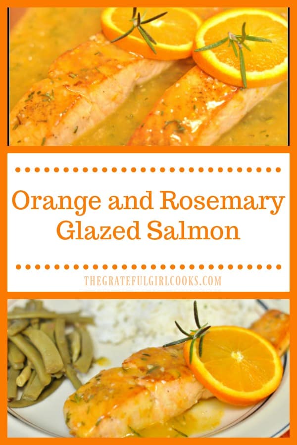 This EASY recipe for orange rosemary glazed salmon (inspired by Cooking Light) is topped with a fresh citrus glaze, and is ready in about 20 minutes!