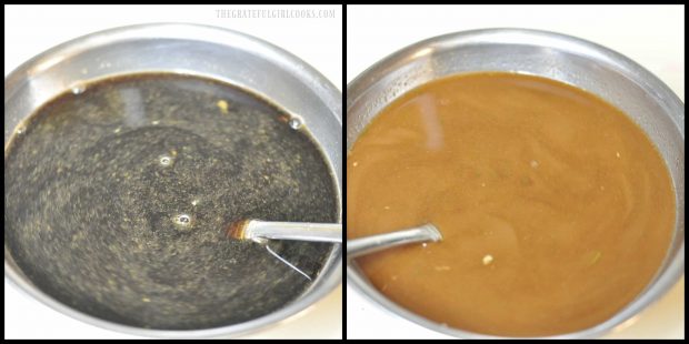 Asian sauce is made to coat the finished chicken veggie stir fry.