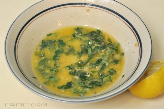 Butter, lemon juice, herbs and spices make up a sauce for the seafood.