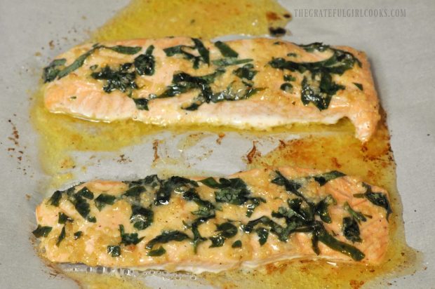 Garlic Herb Baked Salmon only takes 12 minutes to cook in the oven!