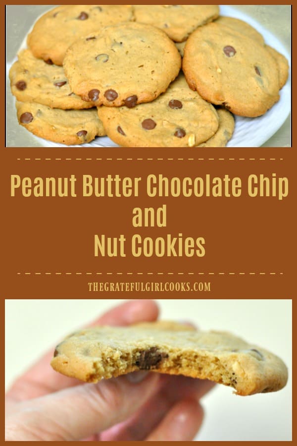 Soft peanut butter chocolate chip cookies filled with milk chocolate chips and chopped peanuts make these simple old-fashioned cookies a real treat!