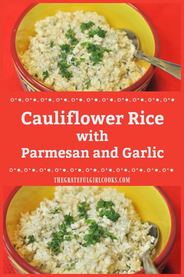 Cauliflower rice, (seasoned with Parmesan and garlic) is a trending, healthy substitute for people wanting to avoid the carbs/starches in white or brown rice! 