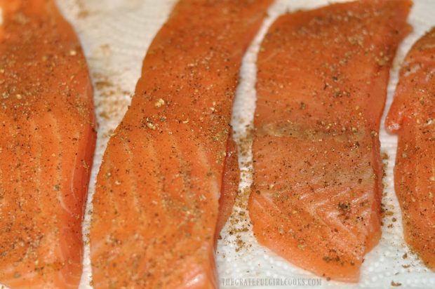 Salmon fillets are rubbed with the dry spice mix before cooking.