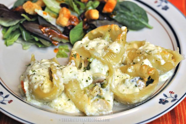 Chicken and Broccoli Alfredo Stuffed Shells / The Grateful Girl Cooks!