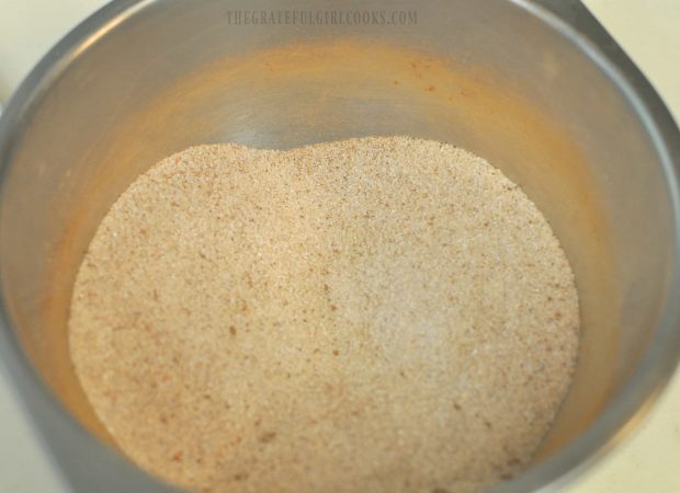 Cinnamon, sugar and spices in small mixing bowl
