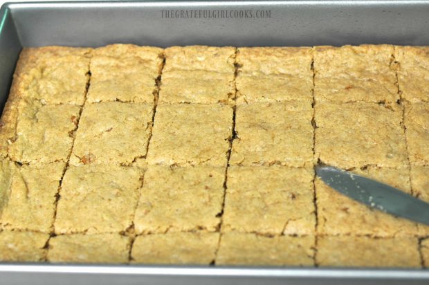 The pecan chewies are cut into 24 pieces.