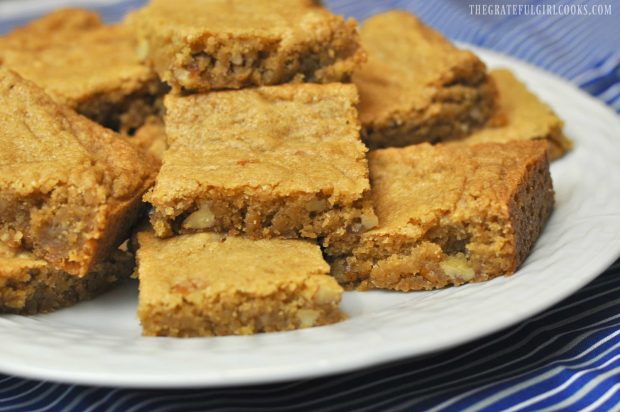 A plate full of pecan chewies, ready to eat.