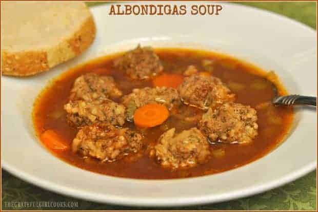 Delicious Albondigas ("little meatball") Soup is an easy, inexpensive, Southwestern flavored dish to prepare, and can be served as a first course or an entree!