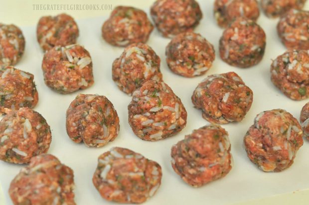 Meatballs formed on wax paper