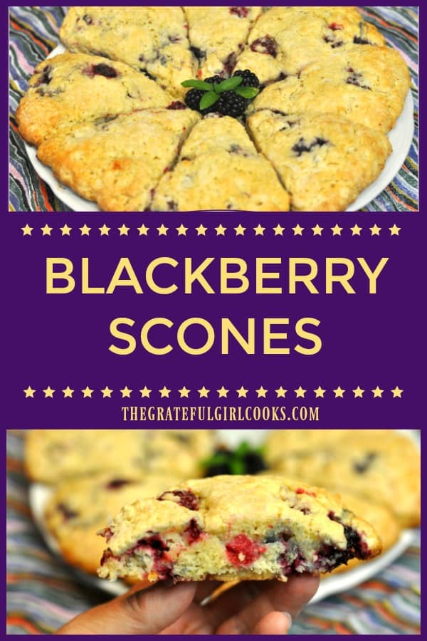 Delicious blackberry scones are easy to make year round, using frozen blackberries! The scones are absolutely perfect for a simple breakfast or afternoon snack.