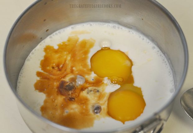 Whipping cream, eggs and vanilla mixed for scone dough